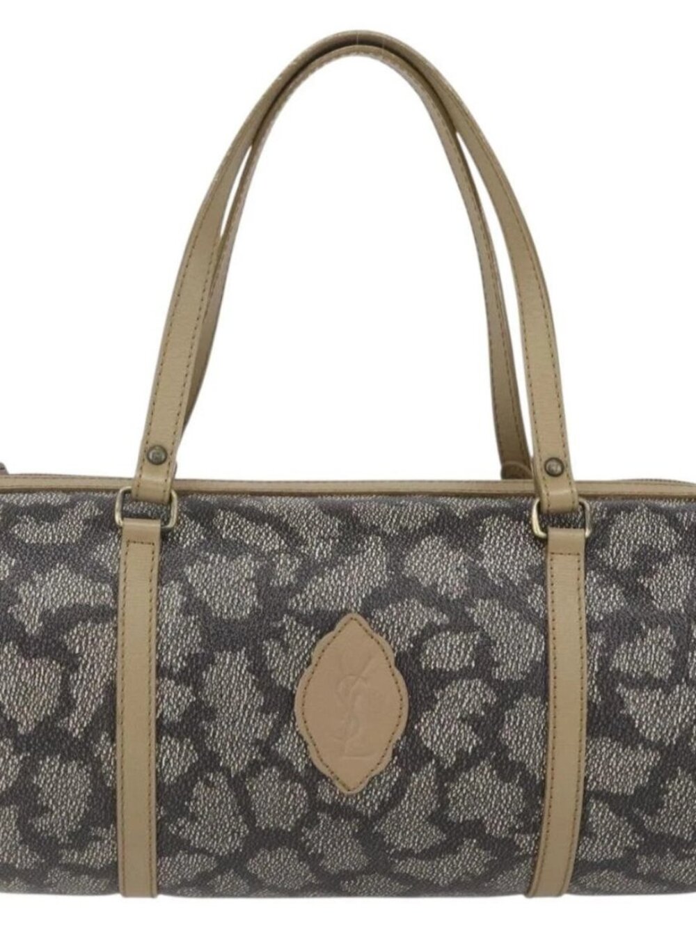 SAINT LAURENT Hand Bag PVC Canvas Gray Beige Auth fm4973 - Picture 2 of 16